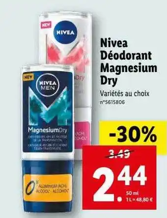 Lidl Déodorant magnesium dry nivea offre