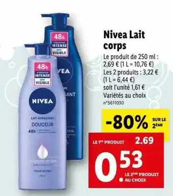 Lidl Lait corps nivea offre