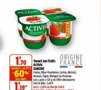 Coccinelle Express Yaourt aux fruits activia danone offre
