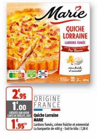 Coccinelle Express Quiche lorraine marie offre