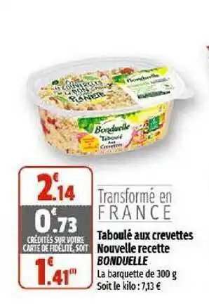 Coccinelle Supermarché Taboulé aux crevettes nouvelle recette bonduelle offre