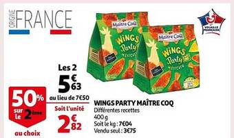 Auchan Wings party maître coq offre