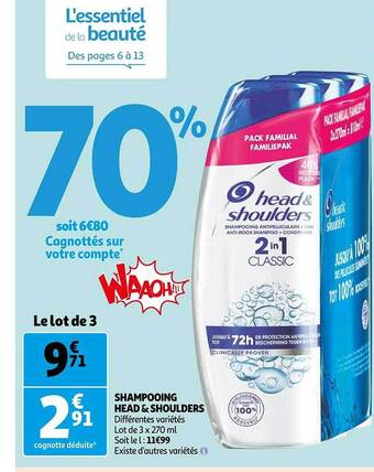 Auchan Shampooing head & shoulders offre