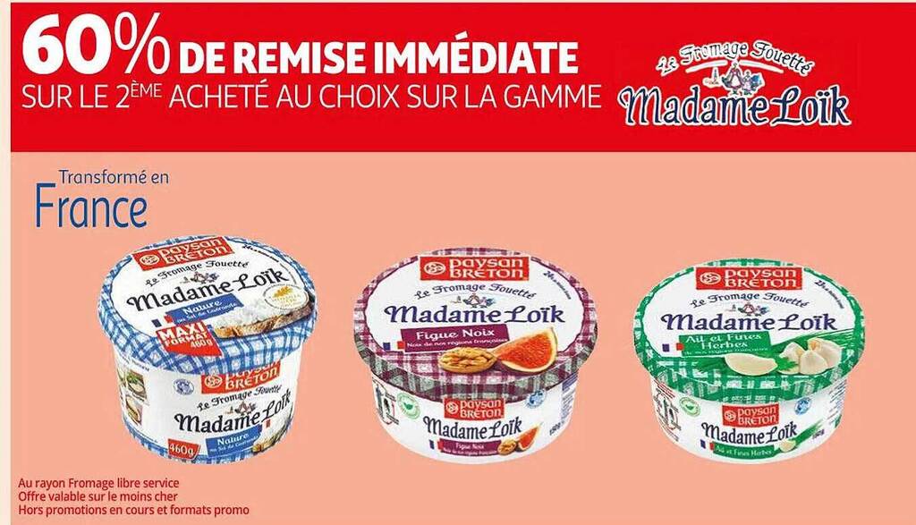 Promo La gamme le fromage fouetté madame loïk paysan breton chez Auchan