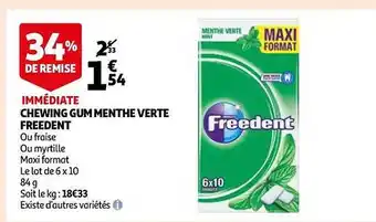 Auchan Chewing gum menthe verte freedent offre