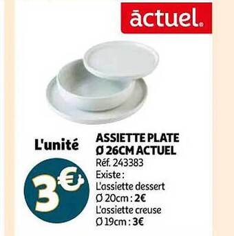 Auchan Assiette plate ø 26 cm actuel offre