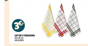 Auchan Lot de 3 torchons offre