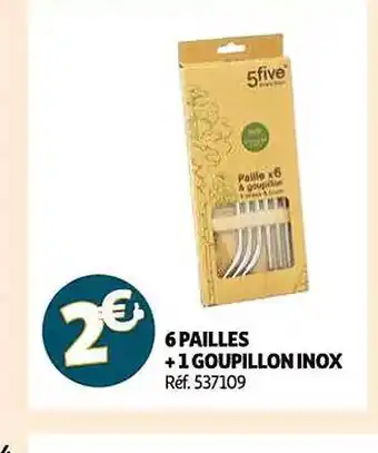 Auchan 6 pailles + 1 goupillon inox offre