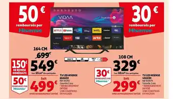 Auchan Tv led hisense 65a63h, tv led hisense 43a63h offre