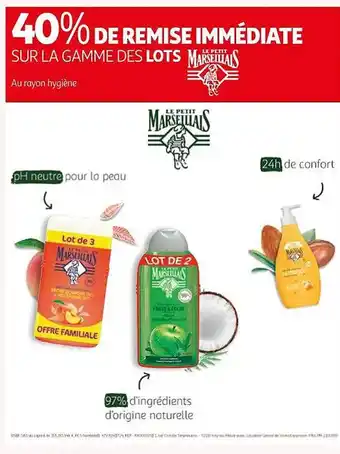 Auchan La gamme des lots le petit marseillais offre