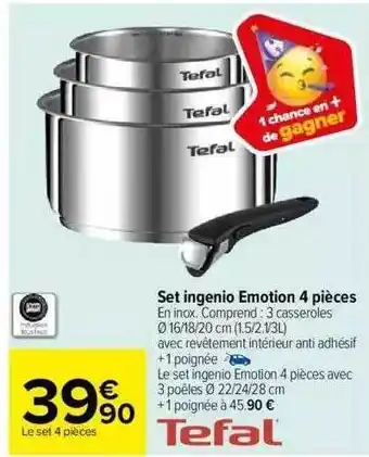Carrefour Set ingenio émotion 4 pièces tefal offre