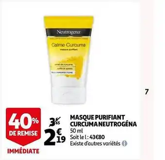 Auchan Masque purifiant curcuma neutrogéna offre