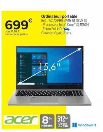 Carrefour Ordinateur portable acer offre