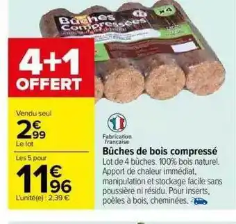 Carrefour Bûches de bois compressé offre