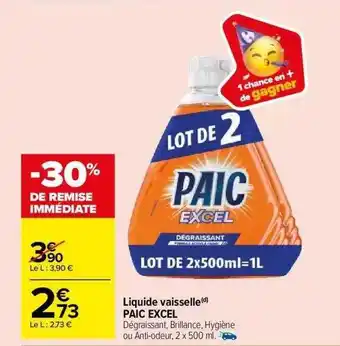 Carrefour Market Liquide vaisselle paic excel offre