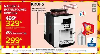 Carrefour Machine à expresso avec broyeur krups offre