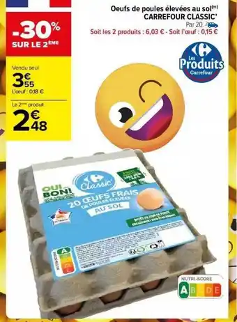 Carrefour Market Oeufs de poules élevées au sol carrefour classic' offre