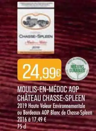 Match Moulis-en-médoc aop château chasse-spleen 2019 offre