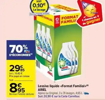 Carrefour Market Lessive liquide «format familial» ariel offre