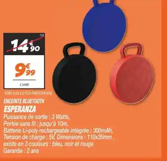 Netto Enceinte Bluetooth Esperanza offre