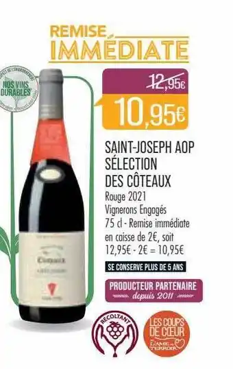 Match Saint-joseph aop sélection des côteaux rouge 2021 offre
