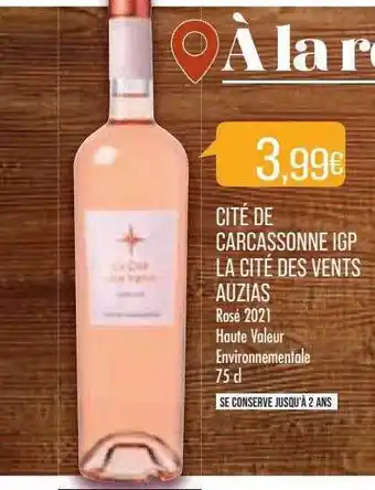 Match Cité de carcassonne igp la cité des vents auzias rosé 2021 offre