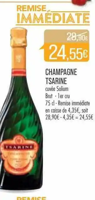 Match Champagne tsarine cuvée solium brut - 1er cru offre