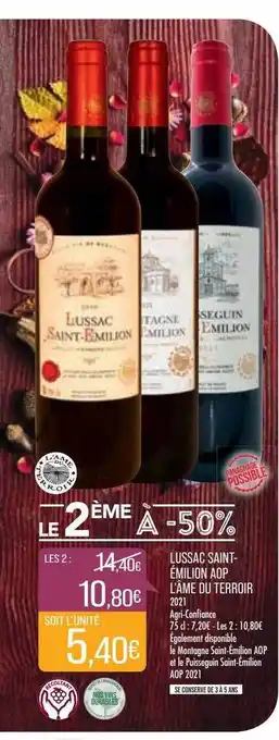 Match Lussac saint-émilion aop l'âme du terroir 2021 offre