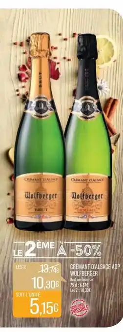 Match Crémant d'alsace aop wolfberger brut ou demi-sec offre