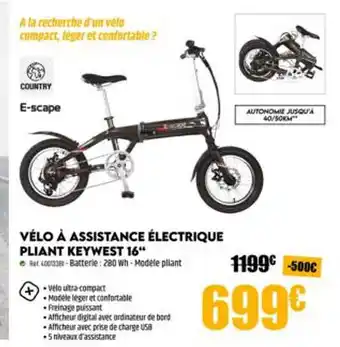 Narbonne accessoires Vélo à assistance électrique pliant keywest 16 offre