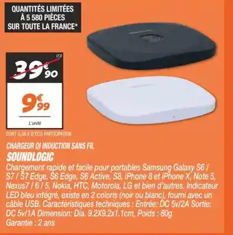 Netto Charger Qi Induction Sans Fil Soundlogic offre