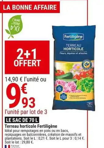 Gamm vert Terreau horticole fertiligène offre