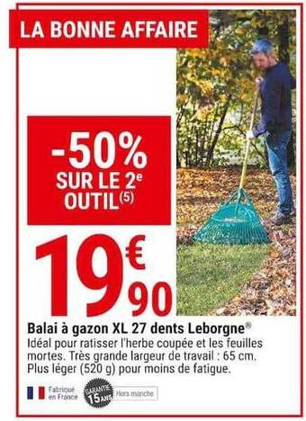 Gamm vert Balai à gazon xl 27 dents leborgne offre