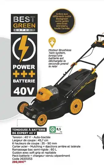 Bricomarché Tondeuse à batterie bg expert 40v offre