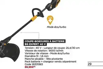 Bricomarché Coupe-bordures à batterie bg expert 40v offre