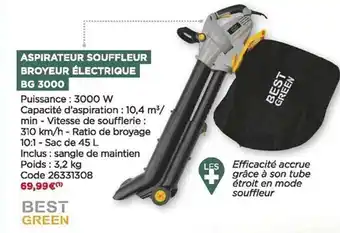 Bricomarché Aspirateur souffleur broyeur électrique bg 3000 best green offre