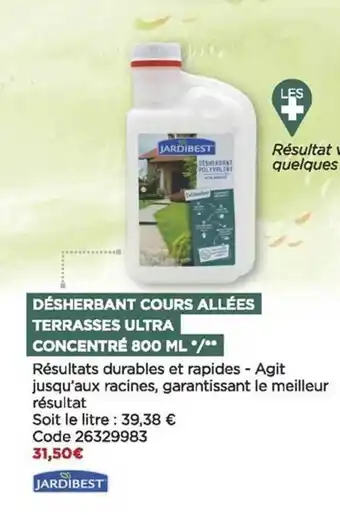 Désherbant cours allées terrasses ultra concentré 800ml jardibest