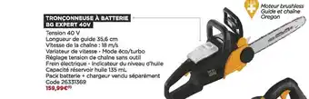Bricomarché Tronçonneuse à batterie bg expert 40v offre