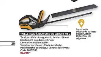 Bricomarché Taille-haie à batterie bg expert 40v offre