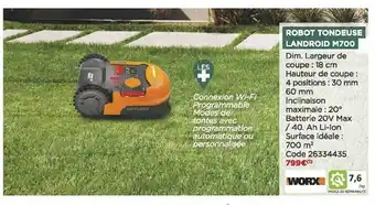 Bricomarché Robot tondeuse landroid m700 worx offre