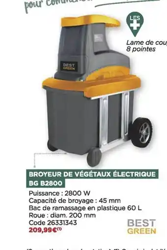 Broyeur de végétaux électrique bg b2800 best green