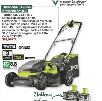 Bricomarché Tondeuse hybride ry18lmh37a-250 ryobi offre