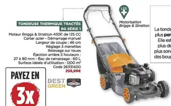 Bricomarché Tondeuse thermique tractée bg série 1 best green offre