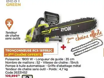 Bricomarché Tronçonneuses rcs 1935b2c + 2ème chaîne offerte ryobi offre