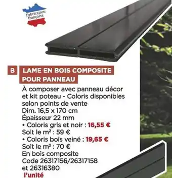 Bricomarché Lame en bois composite pour panneau offre