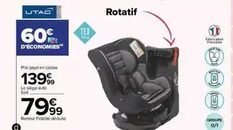 Carrefour Siège auto tex baby offre