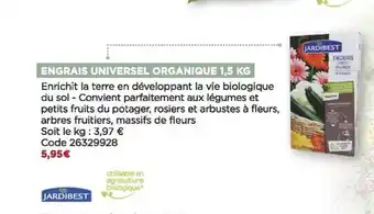 Bricomarché Engrais universel organique 1,5 kg jardibest offre
