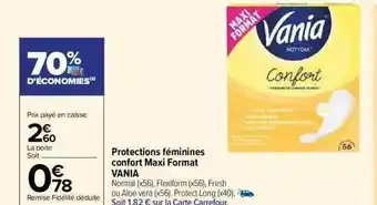 Carrefour Protections féminines confort maxi format vania offre