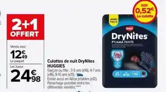 Carrefour Culottes de nuit drynites huggies offre