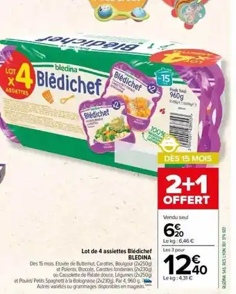 Carrefour Lot de 4 assiettes blédichef blédina offre